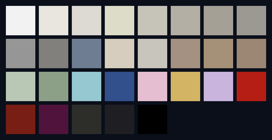 Lacquered glass colour range